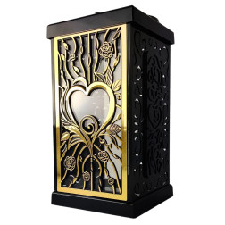 FERMO chapel candle large openwork rose-heart black/gold 30cm