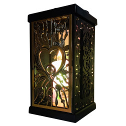 FERMO chapel candle large openwork rose-heart black/gold 30cm