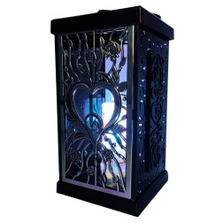 FERMO kaplní svíčka velká prolamovaná růže-srdce černá/stříbrná 30cm