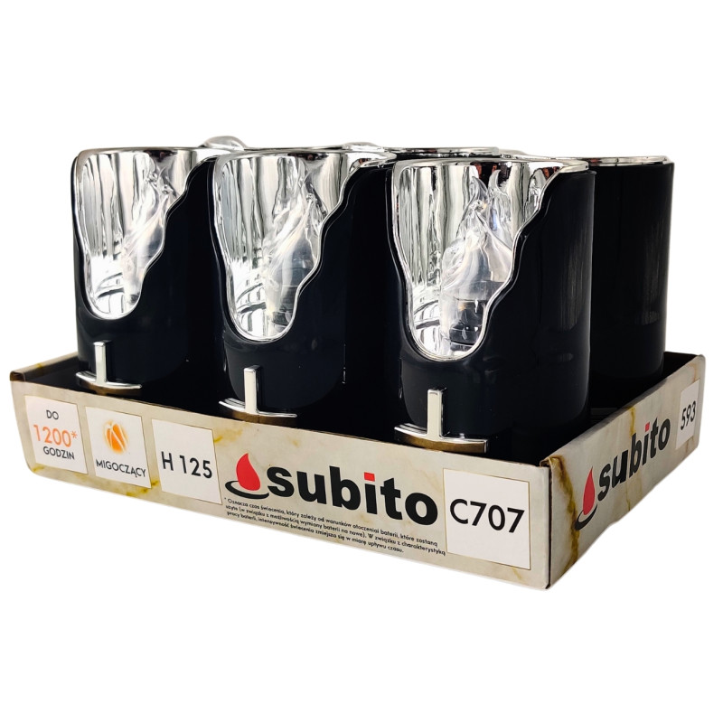 Subito C707 H125 LED candle inserts 6 pieces black silver white (593)