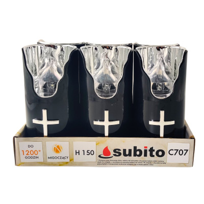 Wkłady do zniczy LED Subito C707 H150 6 sztuk czarny srebrno-biały (489)