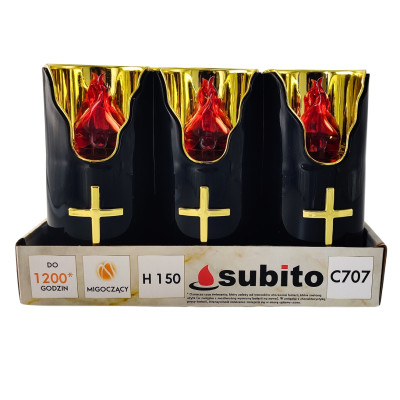 Subito C707 H150 LED Kerzeneinsätze 6 Stück schwarz gold-rot (486)