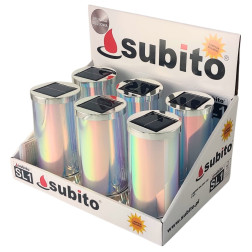 Solární LED svíčka SUBITO (S083) OPAL stříbrná/studená bílá 16 cm