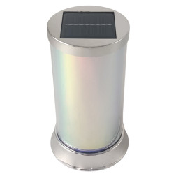 Solární LED svíčka SUBITO (S084) OPAL stříbrná/teplá bílá 16 cm