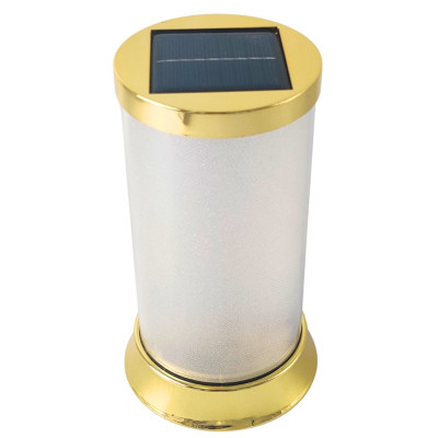 Znicz solarny LED SUBITO (S085) złoty/biały zimny 16 cm