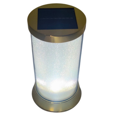 Znicz solarny LED SUBITO (S085) złoty/biały zimny 16 cm 2