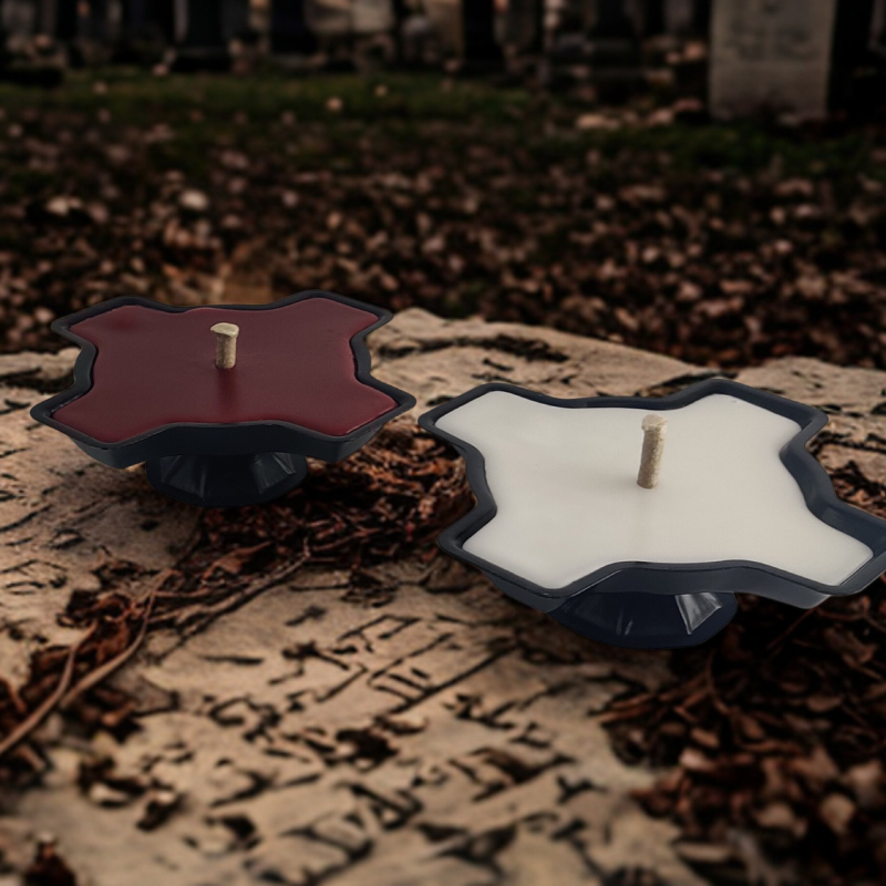 Offene Metallkerze ZM burgunderrotes Kleeblatt 8-10h 1 Stück.