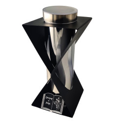 Kovová svíčka Přesýpací hodiny + solární VESTINA černá/stříbrná 27cm