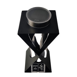 Kovová svíčka Přesýpací hodiny + solární VESTINA černá/stříbrná 27cm