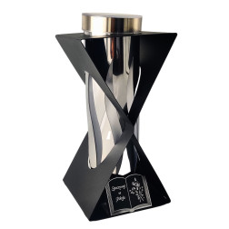 Kovová svíčka Přesýpací hodiny + solární VESTINA černá/stříbrná 27cm