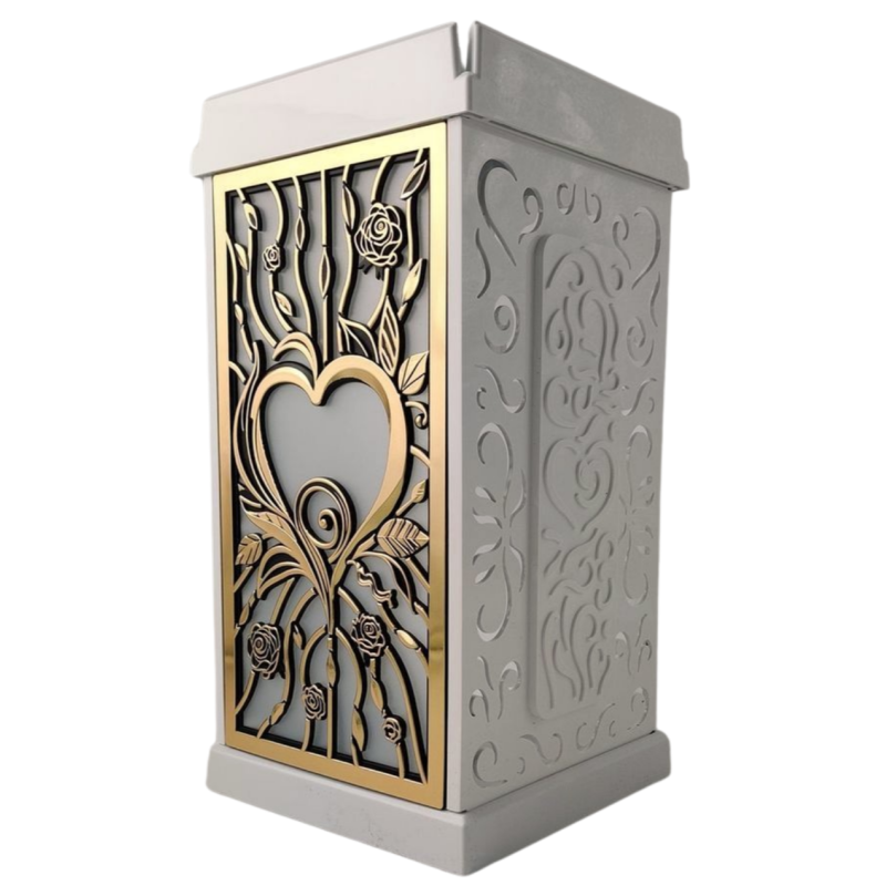 FERMO chapel candle large + VESTINA solar white/gold 30cm