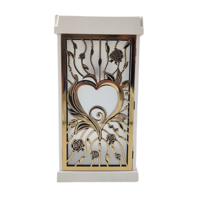 Veľká kaplnková sviečka FERMO + solárna sviečka VESTINA biela/zlatá 30 cm