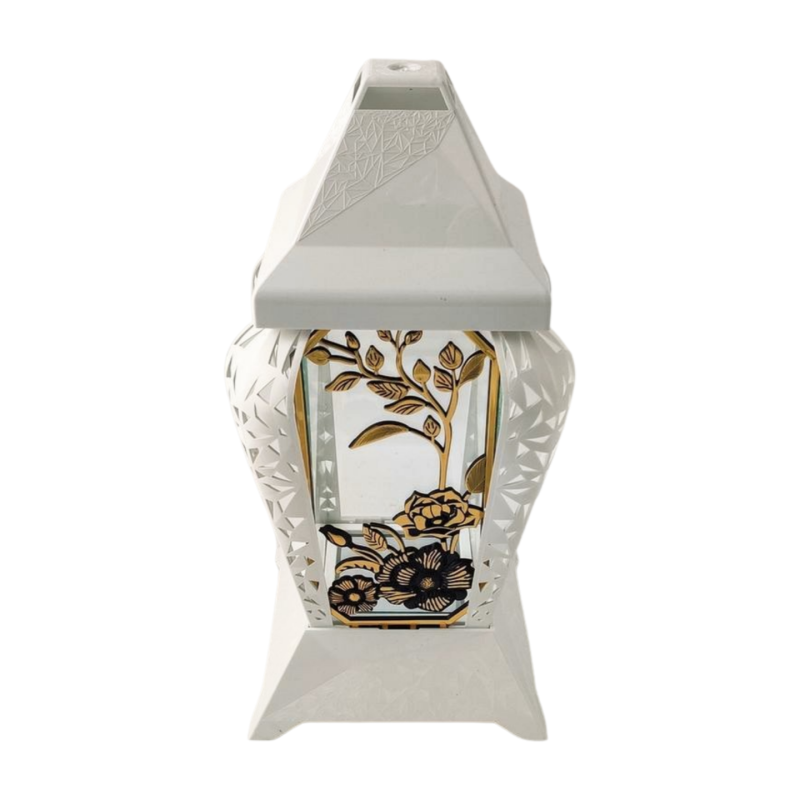 INVERSO chapel candle large flowers white/gold 37cm