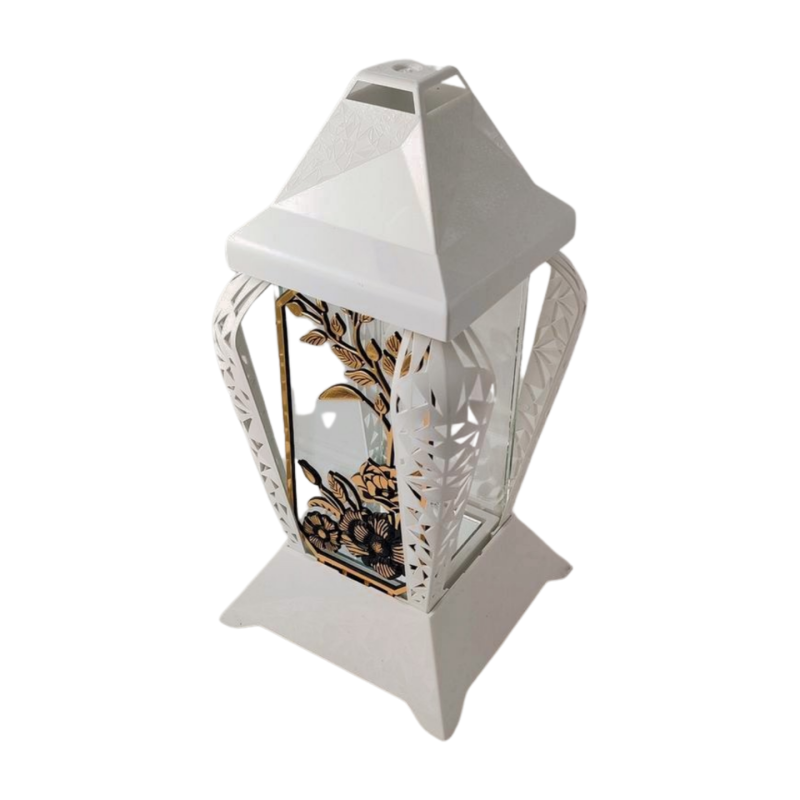 INVERSO Kapellenkerze, große Blüten, weiß/gold, 37 cm