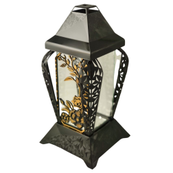 Znicz kapliczka INVERSO duży kwiaty czarny/złoto 37cm