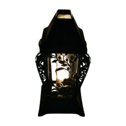 Znicz kapliczka INVERSO duży kwiaty czarny/złoto 37cm