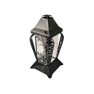 Znicz kapliczka INVERSO duży kwiaty czarny/srebro 37cm