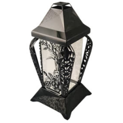 INVERSO chapel candle large flowers black/silver 37cm
