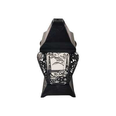 INVERSO chapel candle large flowers black/silver 37cm 2