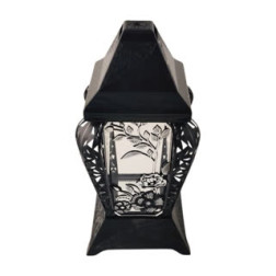 INVERSO chapel candle large flowers black/silver 37cm