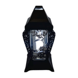 INVERSO chapel candle large flowers black/silver 37cm