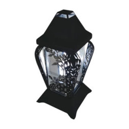 INVERSO chapel candle large flowers black/silver 37cm