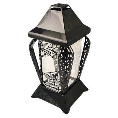 INVERSO kleine Kapellenkerze Blumen schwarz/silber 30 cm