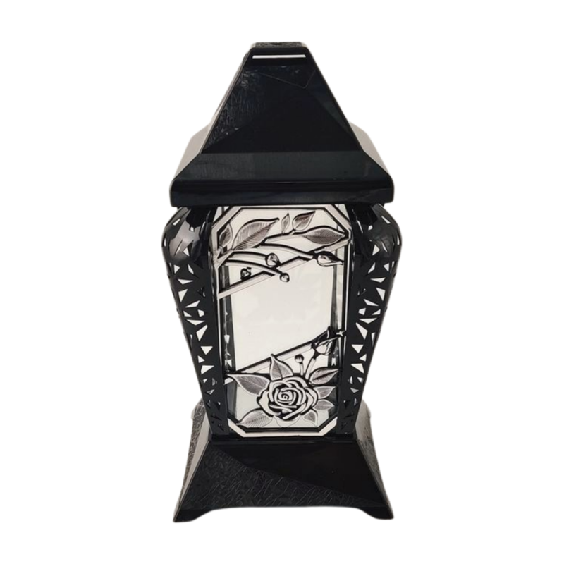 INVERSO malá kaplová svíčka květiny černá/stříbrná 30cm