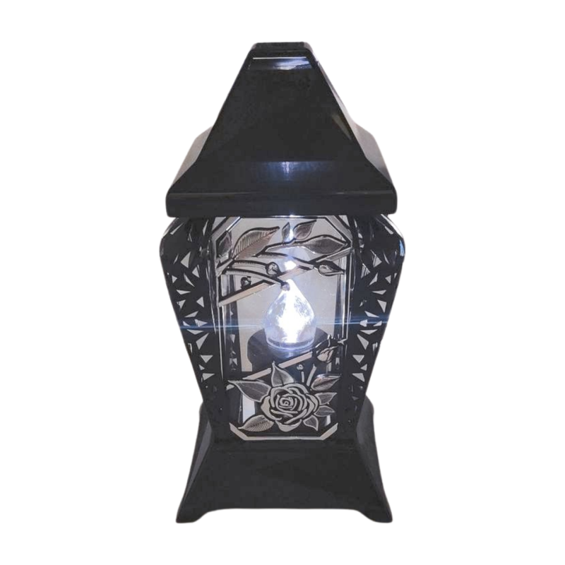 INVERSO small chapel candle flowers black/silver 30cm