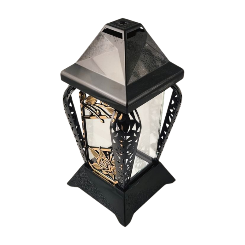 INVERSO kleine Kapellenkerze Blumen schwarz/gold 30 cm