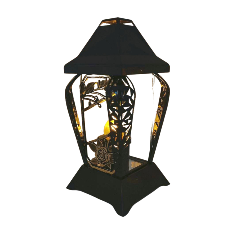 INVERSO kleine Kapellenkerze Blumen schwarz/gold 30 cm