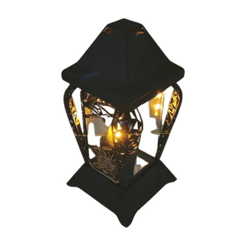 INVERSO kleine Kapellenkerze Blumen schwarz/gold 30 cm