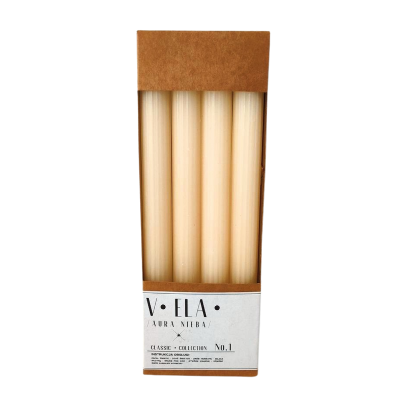 Stolové sviečky RAK (08986) VELA Pencil 22/230 krémové ~8h 4 ks.