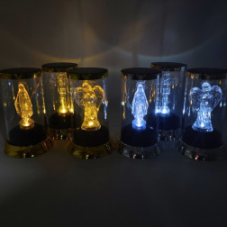 Znicz solarny LED SUBITO Anioł (S029) srebrny/zimny 16 cm