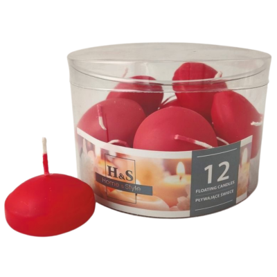 Świece pływające RAK (06986) Home & Style (48/28) czerwony ~4h 12szt.