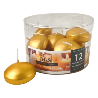 Świece pływające RAK (06987) Home & Style (48/28) złoty ~4h 12szt.