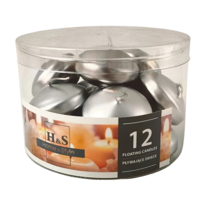 Floating candles RAK (06988) Home & Style (48/28) silver ~4h 12pcs.