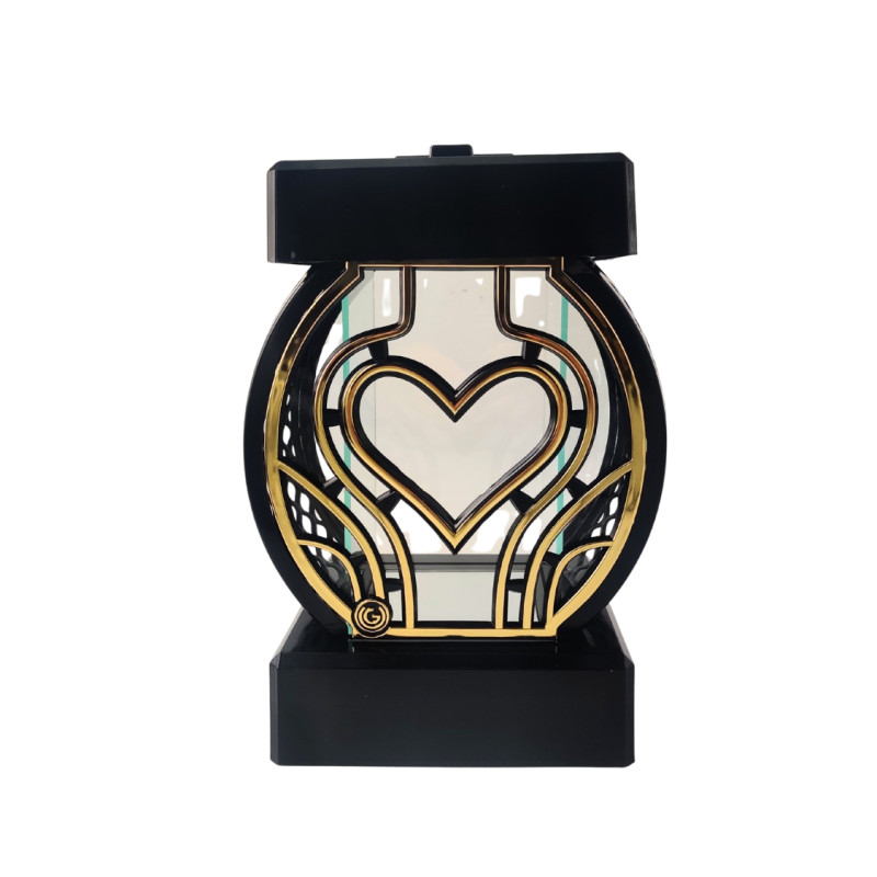 GLAMUR Rattan Small Heart Golden Candle