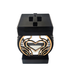GLAMUR Rattan Small Heart Golden Candle