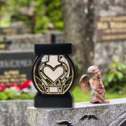 GLAMUR Rattan Small Heart Golden Candle