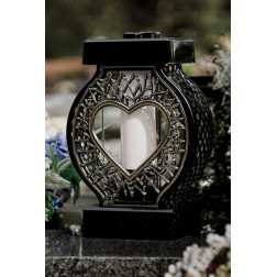 GLAMUR Ratanová kaplnková sviečka veľká XL srdce strieborná