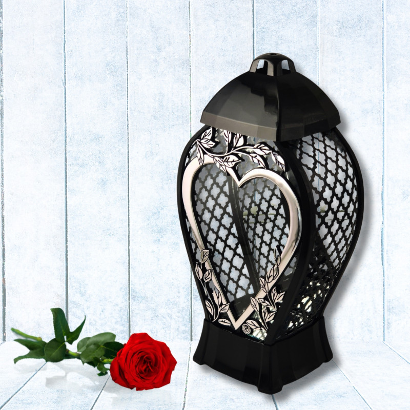 GLAMOUR Kapellenkerze Durchbrochene Vase Großes silbernes Herz