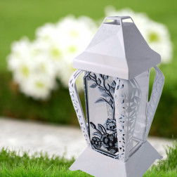 INVERSO Kapellenkerze große Blüten weiß/silber 37cm