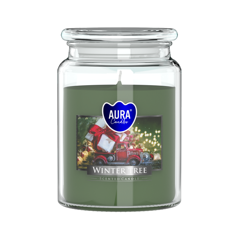 Świeca zapachowa BISPOL Aura snd99-348 (Zimowe drzewko) ~100h