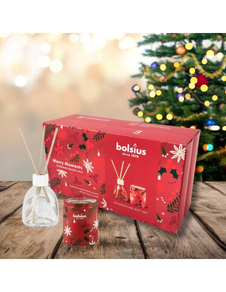Zestaw prezentowy świąteczny BOLSIUS (Merry Moments) świeca + dyfuzor