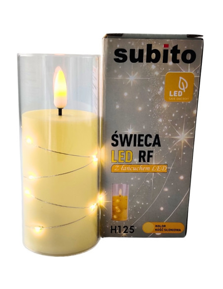 LED candle with LED chain SUBITO GC711 D55H125 ivory (266)