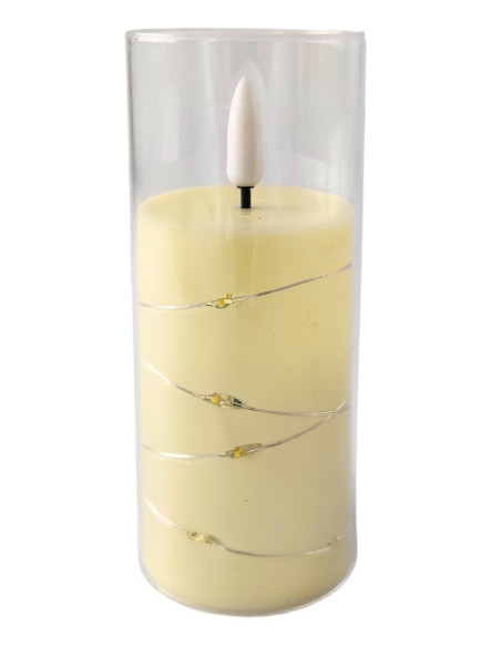 LED candle with LED chain SUBITO GC711 D55H125 ivory (266)