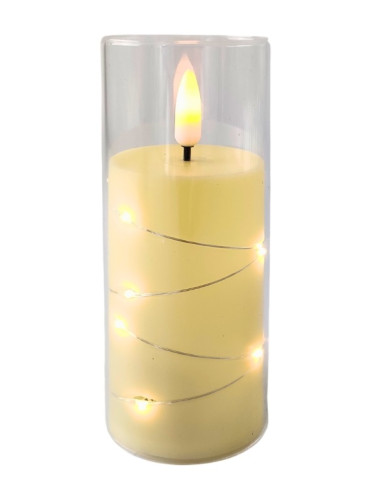 LED-Kerze mit LED-Kette SUBITO GC711 D55H125 elfenbein (266)