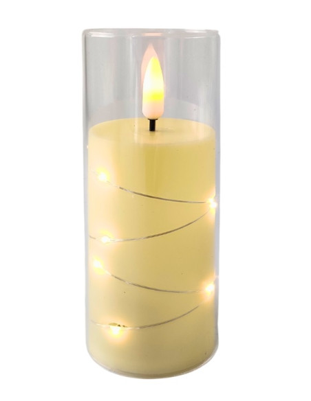 LED svíčka s LED řetězem SUBITO GC711 D55H125 slonovinová (266)