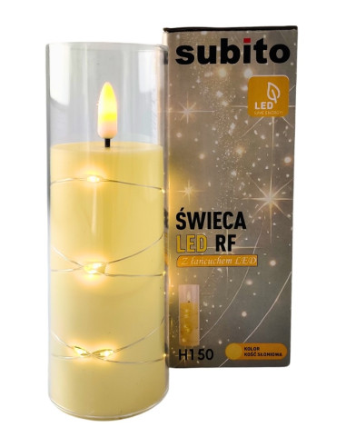 Świeca LED z łańcuchem LED SUBITO GC711 D55H150 kość słoniowa (267)